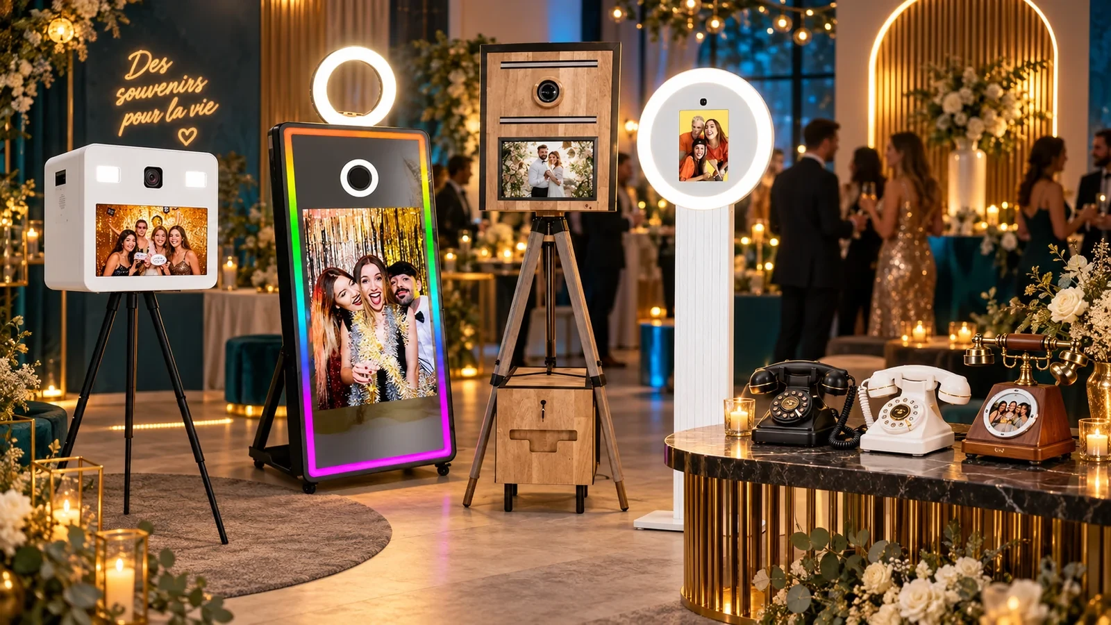 Bornes et livres d’or My Selfie Box installés dans une ambiance de réception